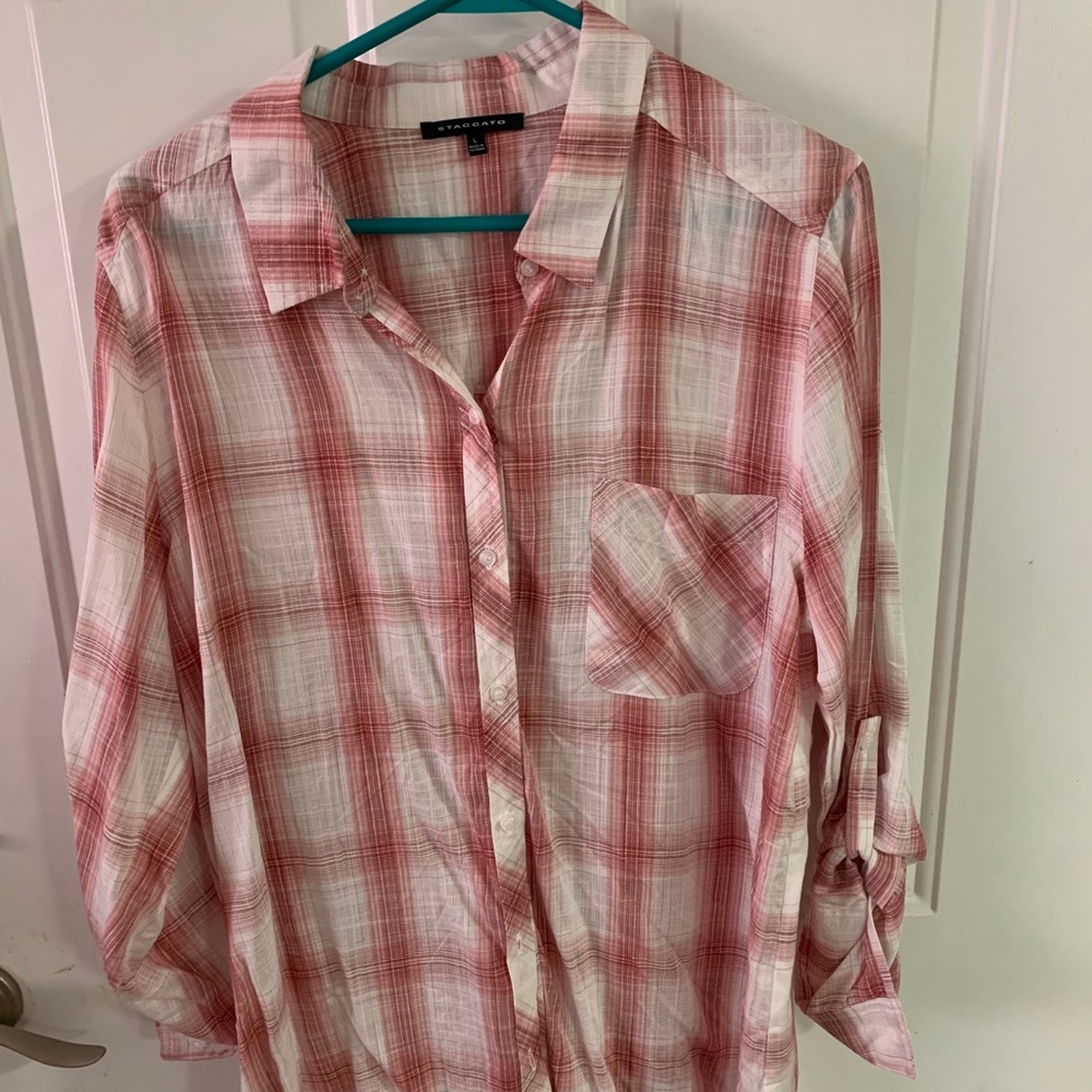 dusty rose plaid lightweight flannel (nanamacs)